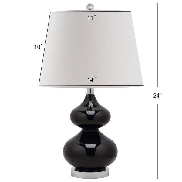 Safavieh EVA Table Lamp: Modern Glass Base with Cream Linen Shade for Stylish Ambient Lighting in Any Room Black LIT4086J-SET2