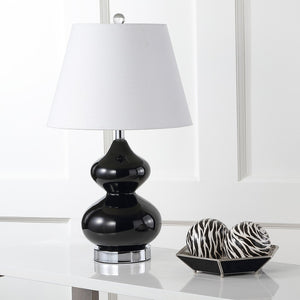 Safavieh EVA Table Lamp: Modern Glass Base with Cream Linen Shade for Stylish Ambient Lighting in Any Room Black LIT4086J-SET2