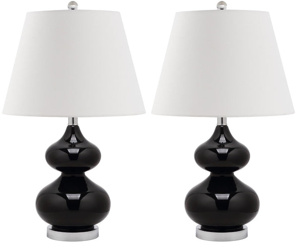 Safavieh EVA Table Lamp: Modern Glass Base with Cream Linen Shade for Stylish Ambient Lighting in Any Room Black LIT4086J-SET2