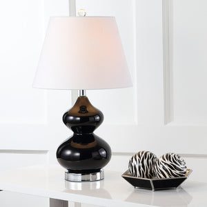 Safavieh EVA Table Lamp: Modern Glass Base with Cream Linen Shade for Stylish Ambient Lighting in Any Room Black LIT4086J-SET2