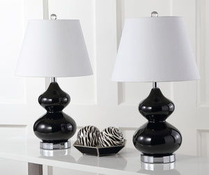 Safavieh EVA Table Lamp: Modern Glass Base with Cream Linen Shade for Stylish Ambient Lighting in Any Room Black LIT4086J-SET2