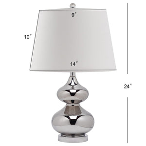 Safavieh EVA Table Lamp: Modern Glass Base with Cream Linen Shade for Stylish Ambient Lighting in Any Room Silver LIT4086M-SET2