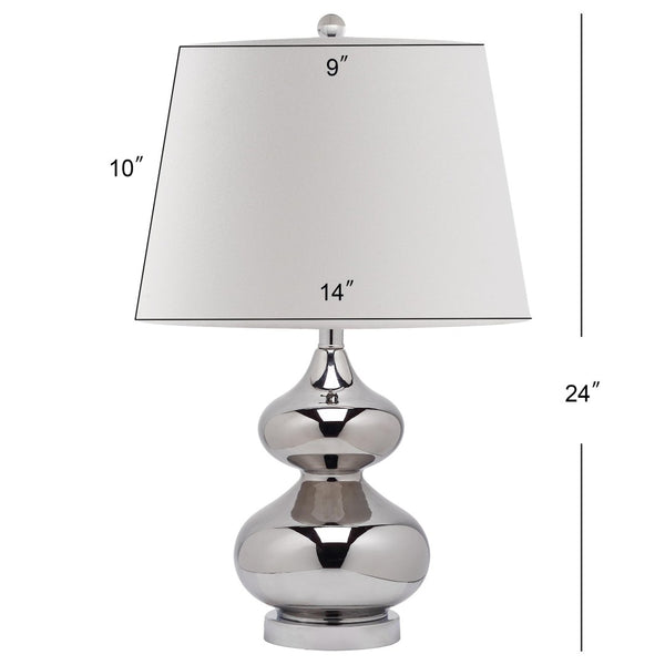 Safavieh EVA Table Lamp: Modern Glass Base with Cream Linen Shade for Stylish Ambient Lighting in Any Room Silver LIT4086M-SET2
