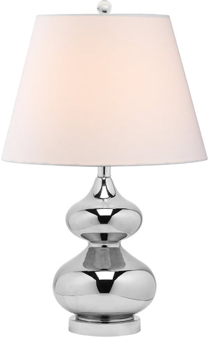 Safavieh EVA Table Lamp: Modern Glass Base with Cream Linen Shade for Stylish Ambient Lighting in Any Room Silver LIT4086M-SET2