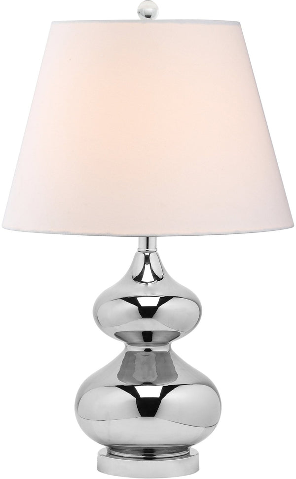 Safavieh EVA Table Lamp: Modern Glass Base with Cream Linen Shade for Stylish Ambient Lighting in Any Room Silver LIT4086M-SET2