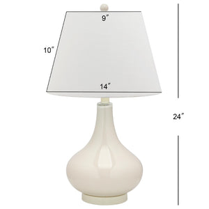Safavieh 26" Elegant Glass and Metal Table Lamp with Linen Shade for Modern Home Décor and Ambient Lighting White LIT4087A-SET2