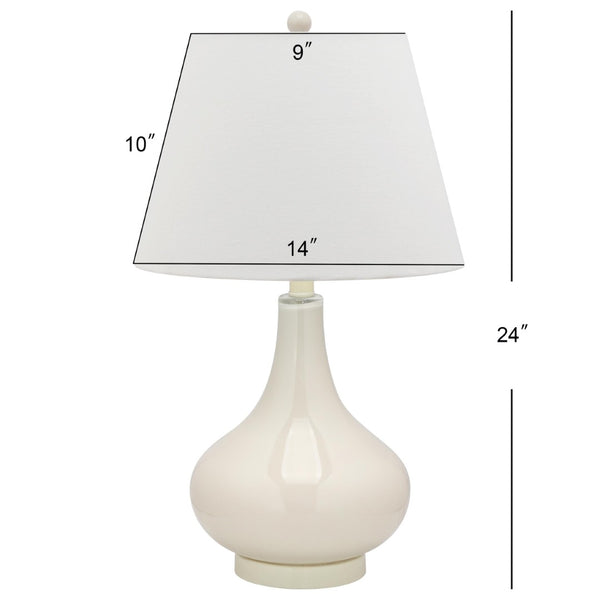Safavieh 26" Elegant Glass and Metal Table Lamp with Linen Shade for Modern Home Décor and Ambient Lighting White LIT4087A-SET2