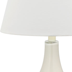 Safavieh 26" Elegant Glass and Metal Table Lamp with Linen Shade for Modern Home Décor and Ambient Lighting White LIT4087A-SET2
