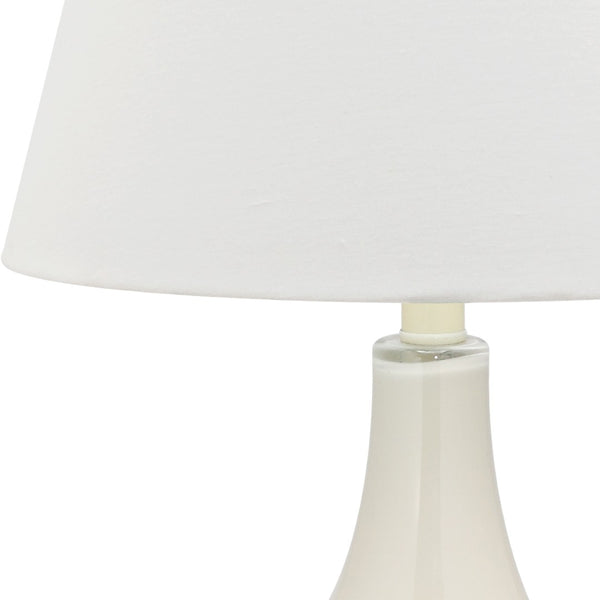 Safavieh 26" Elegant Glass and Metal Table Lamp with Linen Shade for Modern Home Décor and Ambient Lighting White LIT4087A-SET2