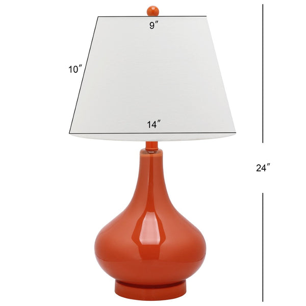 Safavieh 26" Elegant Glass and Metal Table Lamp with Linen Shade for Modern Home Décor and Ambient Lighting Orange LIT4087D-SET2