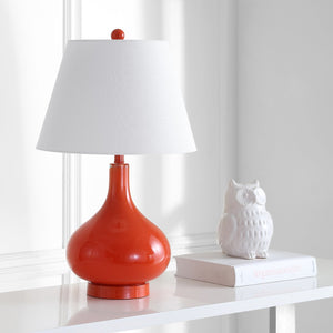 Safavieh 26" Elegant Glass and Metal Table Lamp with Linen Shade for Modern Home Décor and Ambient Lighting Orange LIT4087D-SET2
