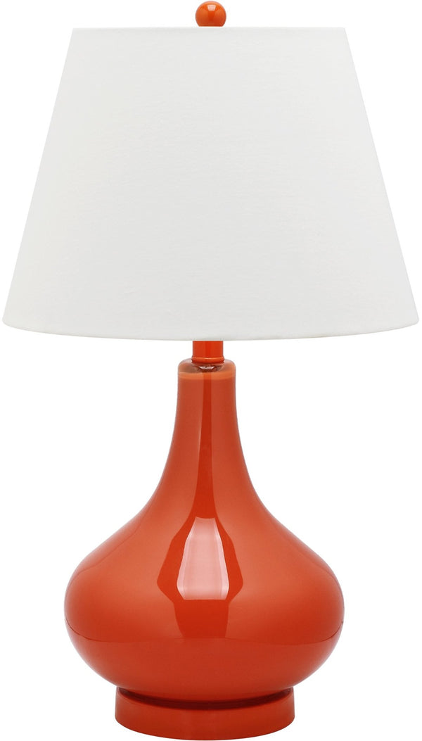 Safavieh 26" Elegant Glass and Metal Table Lamp with Linen Shade for Modern Home Décor and Ambient Lighting Orange LIT4087D-SET2