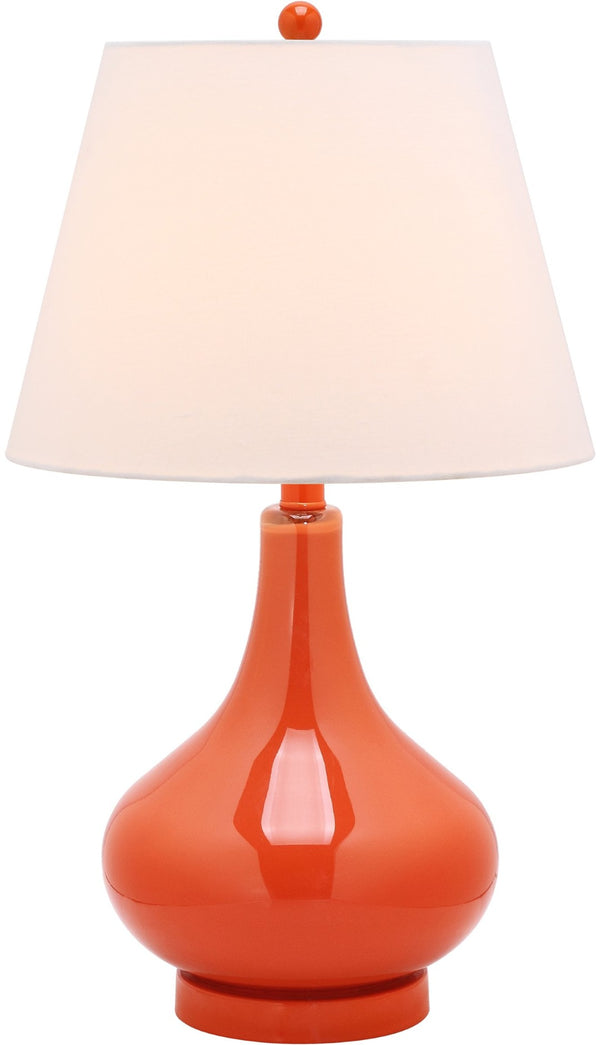 Safavieh 26" Elegant Glass and Metal Table Lamp with Linen Shade for Modern Home Décor and Ambient Lighting Orange LIT4087D-SET2