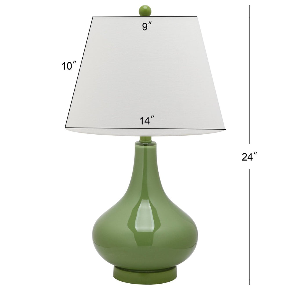Safavieh 26" Elegant Glass and Metal Table Lamp with Linen Shade for Modern Home Décor and Ambient Lighting Green LIT4087G-SET2