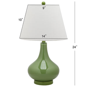 Safavieh 26" Elegant Glass and Metal Table Lamp with Linen Shade for Modern Home Décor and Ambient Lighting Green LIT4087G-SET2