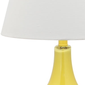 Safavieh 26" Elegant Glass and Metal Table Lamp with Linen Shade for Modern Home Décor and Ambient Lighting Yellow LIT4087H-SET2
