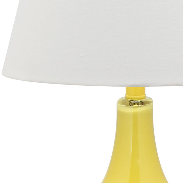 Safavieh 26" Elegant Glass and Metal Table Lamp with Linen Shade for Modern Home Décor and Ambient Lighting Yellow LIT4087H-SET2