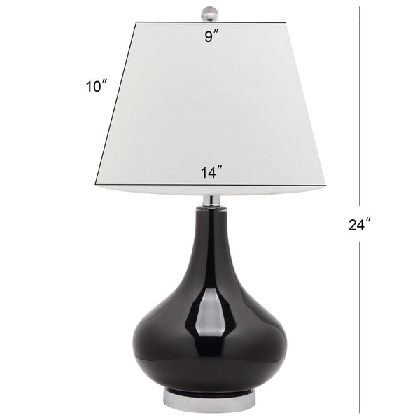 Safavieh 26" Elegant Glass and Metal Table Lamp with Linen Shade for Modern Home Décor and Ambient Lighting Black LIT4087J-SET2