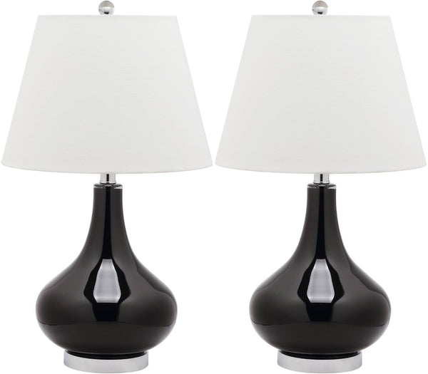 Safavieh 26" Elegant Glass and Metal Table Lamp with Linen Shade for Modern Home Décor and Ambient Lighting Black LIT4087J-SET2