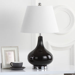 Safavieh 26" Elegant Glass and Metal Table Lamp with Linen Shade for Modern Home Décor and Ambient Lighting Black LIT4087J-SET2