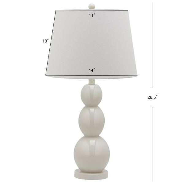 Safavieh 26" Elegant Glass and Metal Table Lamp with Cream Linen Shade - Perfect for Living Rooms and Offices White LIT4089A-SET2