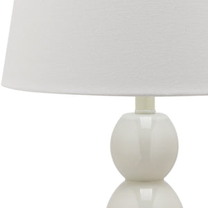 Safavieh 26" Elegant Glass and Metal Table Lamp with Cream Linen Shade - Perfect for Living Rooms and Offices White LIT4089A-SET2