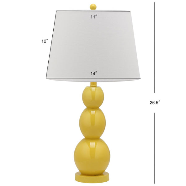 Safavieh 26" Elegant Glass and Metal Table Lamp with Cream Linen Shade - Perfect for Living Rooms and Offices Yellow LIT4089H-SET2