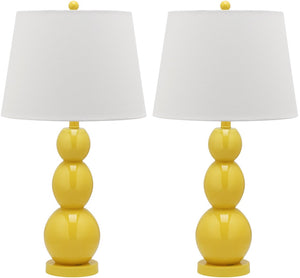 Safavieh 26" Elegant Glass and Metal Table Lamp with Cream Linen Shade - Perfect for Living Rooms and Offices Yellow LIT4089H-SET2