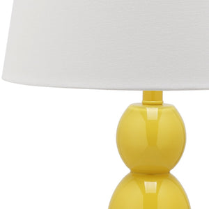 Safavieh 26" Elegant Glass and Metal Table Lamp with Cream Linen Shade - Perfect for Living Rooms and Offices Yellow LIT4089H-SET2