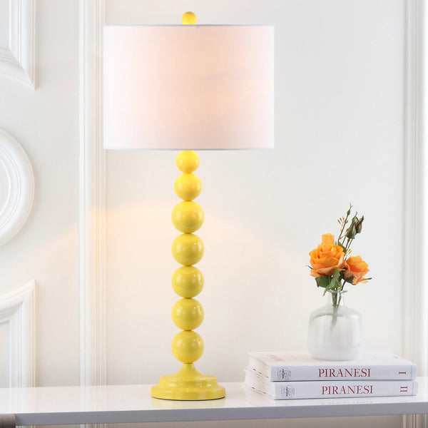 Safavieh 31.5" Yellow Metal Ball Lamp - Modern Cream Shade for Stylish Ambiance in Any Room Decor LIT4090H-SET2