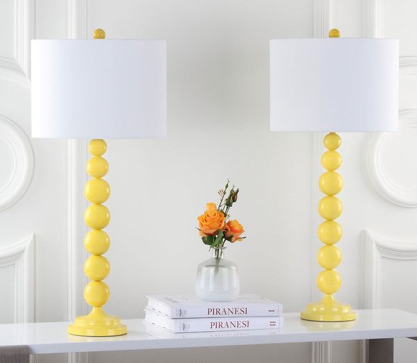 Safavieh 31.5" Yellow Metal Ball Lamp - Modern Cream Shade for Stylish Ambiance in Any Room Decor LIT4090H-SET2