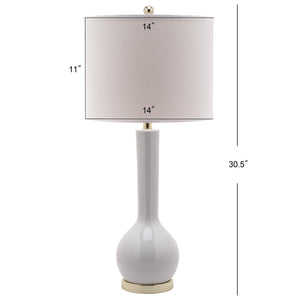 Safavieh MAE Long Neck Ceramic Lamp - Elegant Modern Accent for Warm Ambiance in Any Home or Office Space White LIT4091A-SET2