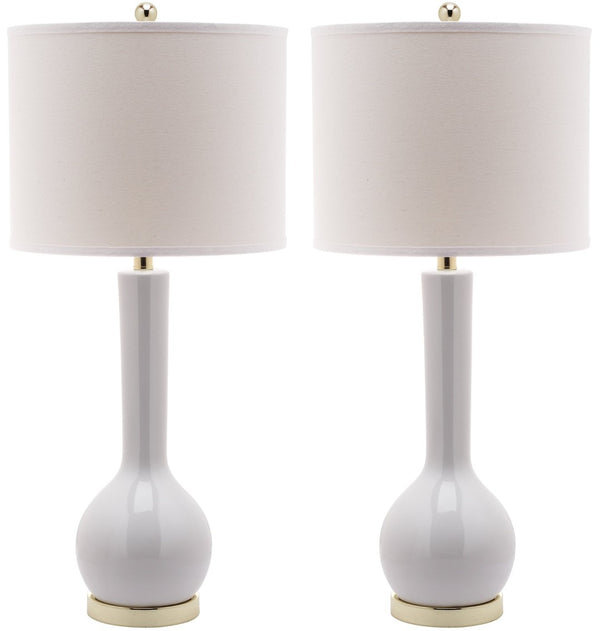 Safavieh MAE Long Neck Ceramic Lamp - Elegant Modern Accent for Warm Ambiance in Any Home or Office Space White LIT4091A-SET2