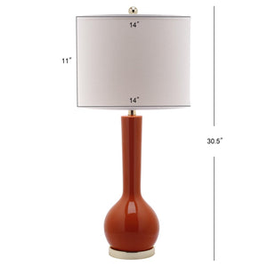 Safavieh MAE Long Neck Ceramic Lamp - Elegant Modern Accent for Warm Ambiance in Any Home or Office Space Orange LIT4091D-SET2
