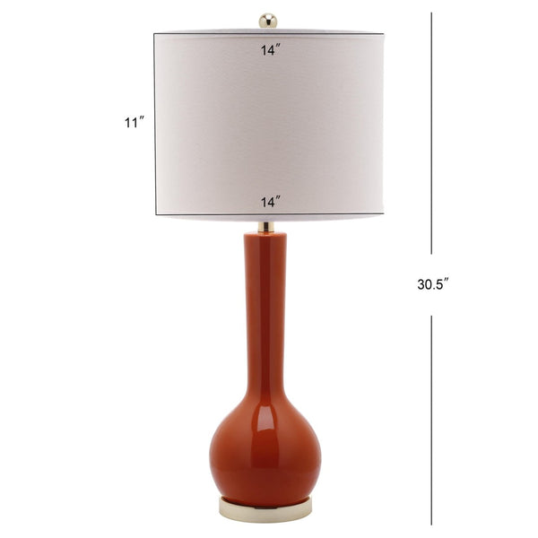 Safavieh MAE Long Neck Ceramic Lamp - Elegant Modern Accent for Warm Ambiance in Any Home or Office Space Orange LIT4091D-SET2