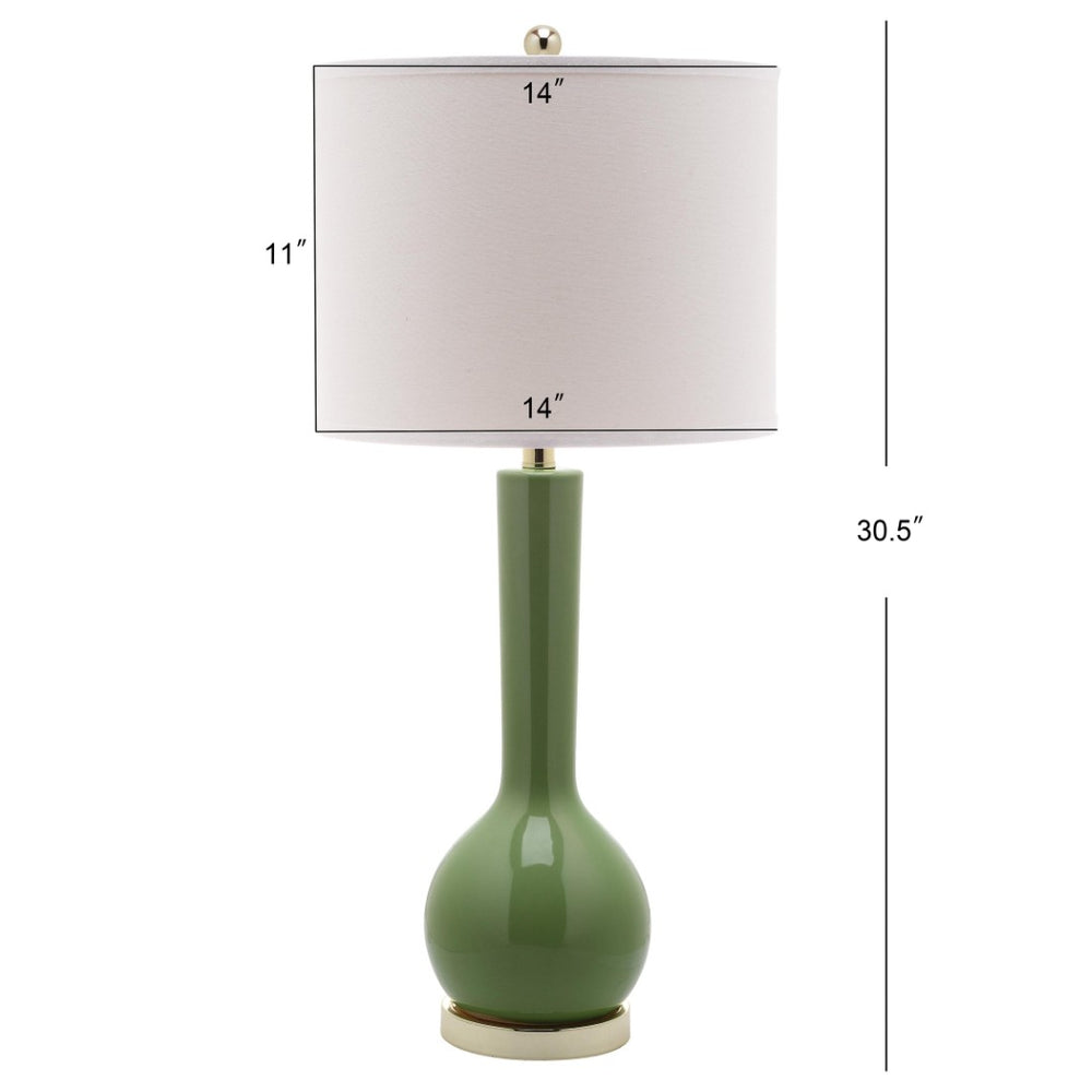Safavieh MAE Long Neck Ceramic Lamp - Elegant Modern Accent for Warm Ambiance in Any Home or Office Space Green LIT4091G-SET2