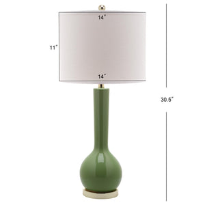 Safavieh MAE Long Neck Ceramic Lamp - Elegant Modern Accent for Warm Ambiance in Any Home or Office Space Green LIT4091G-SET2
