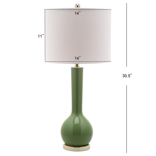 Safavieh MAE Long Neck Ceramic Lamp - Elegant Modern Accent for Warm Ambiance in Any Home or Office Space Green LIT4091G-SET2