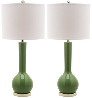 Safavieh MAE Long Neck Ceramic Lamp - Elegant Modern Accent for Warm Ambiance in Any Home or Office Space Green LIT4091G-SET2
