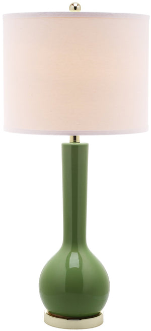 Safavieh MAE Long Neck Ceramic Lamp - Elegant Modern Accent for Warm Ambiance in Any Home or Office Space Green LIT4091G-SET2