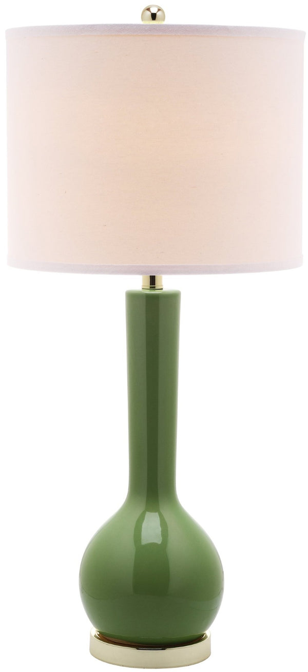 Safavieh MAE Long Neck Ceramic Lamp - Elegant Modern Accent for Warm Ambiance in Any Home or Office Space Green LIT4091G-SET2
