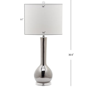 Safavieh MAE Long Neck Ceramic Lamp - Elegant Modern Accent for Warm Ambiance in Any Home or Office Space Silver LIT4091M-SET2