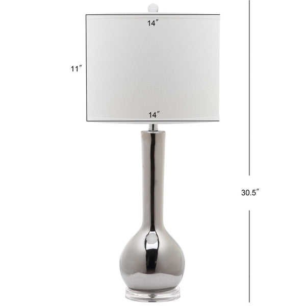 Safavieh MAE Long Neck Ceramic Lamp - Elegant Modern Accent for Warm Ambiance in Any Home or Office Space Silver LIT4091M-SET2