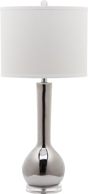 Safavieh MAE Long Neck Ceramic Lamp - Elegant Modern Accent for Warm Ambiance in Any Home or Office Space Silver LIT4091M-SET2
