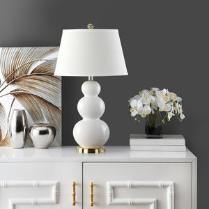 Safavieh PAMELA Triple Gourd Ceramic Lamp in Soft White – Sculptural Elegance for Modern Interiors & Lighting LIT4095A-SET2