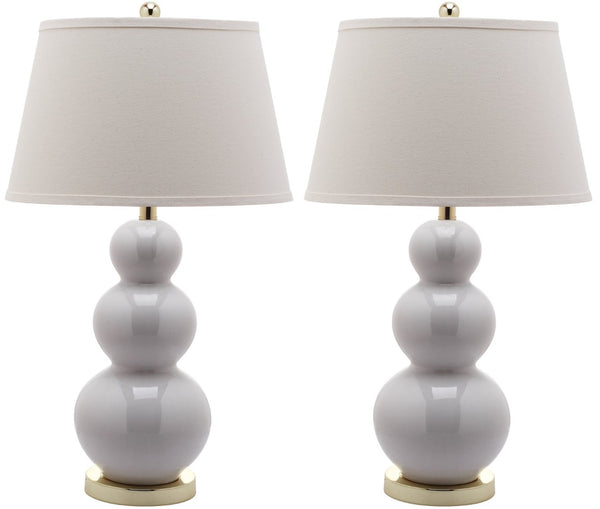 Safavieh PAMELA Triple Gourd Ceramic Lamp in Soft White – Sculptural Elegance for Modern Interiors & Lighting LIT4095A-SET2