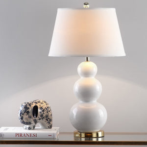 Safavieh PAMELA Triple Gourd Ceramic Lamp in Soft White – Sculptural Elegance for Modern Interiors & Lighting LIT4095A-SET2