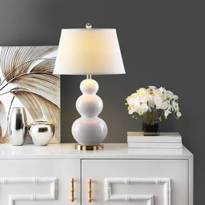 Safavieh PAMELA Triple Gourd Ceramic Lamp in Soft White – Sculptural Elegance for Modern Interiors & Lighting LIT4095A-SET2