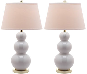 Safavieh PAMELA Triple Gourd Ceramic Lamp in Soft White – Sculptural Elegance for Modern Interiors & Lighting LIT4095A-SET2