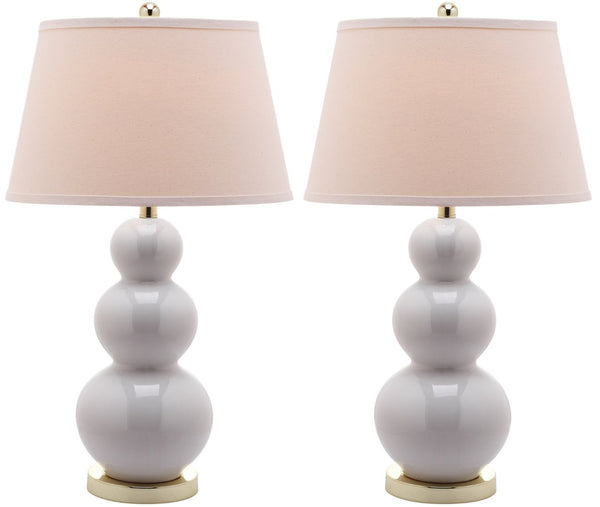 Safavieh PAMELA Triple Gourd Ceramic Lamp in Soft White – Sculptural Elegance for Modern Interiors & Lighting LIT4095A-SET2